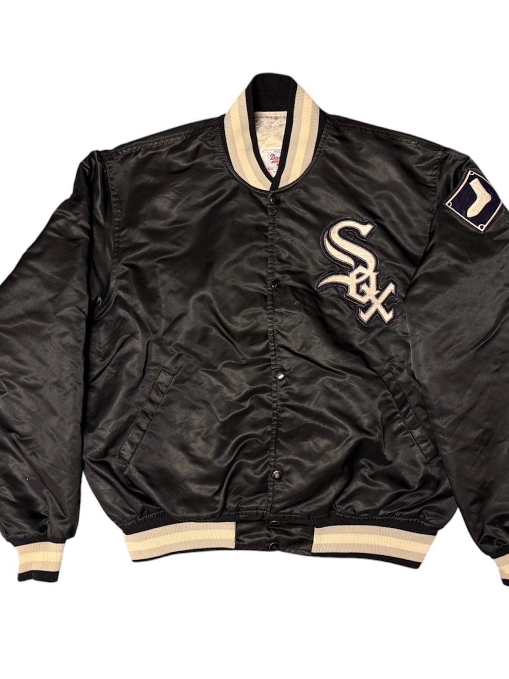 Vintage Chicago WHITE SOX Satin STARTER Jacket - MLB - Black w/ Stitched Logo XL